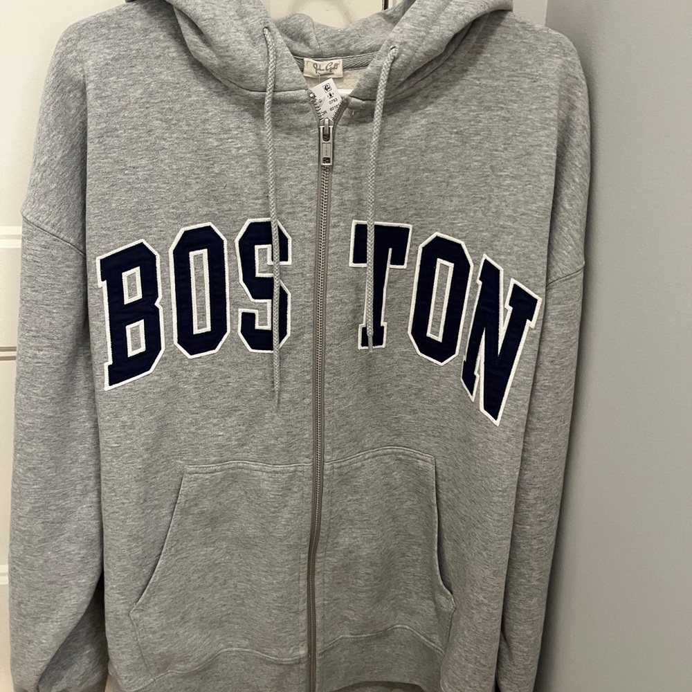 grey boston hoodie